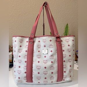 MCM WHITE VISETOS SHOPPING TOTE